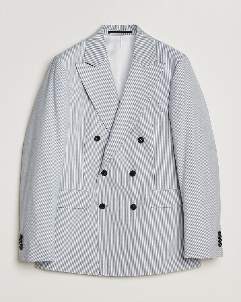 Tiger of Sweden Ease Cotton Double Breasted Blazer Thunder Blue – Blue