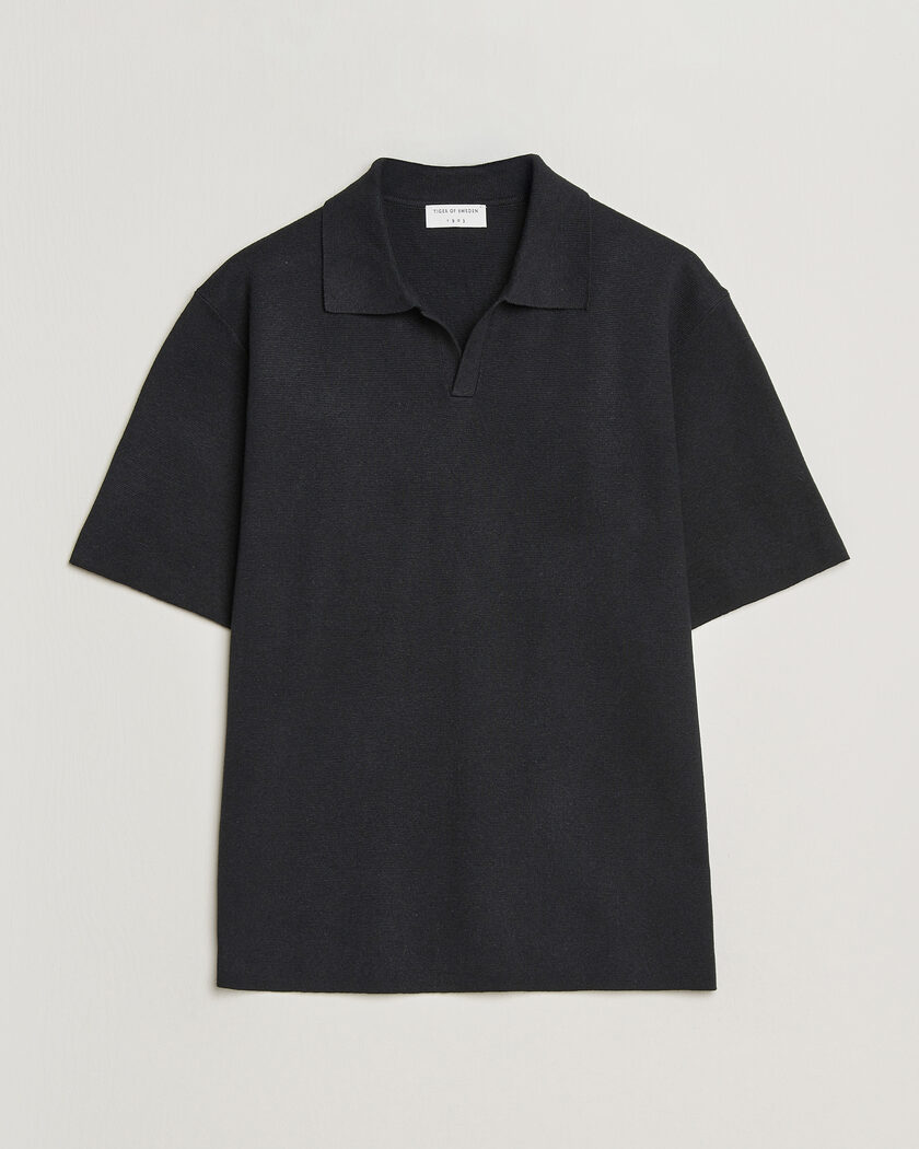 Tiger of Sweden Maelon Cotton/Linen Knitted Polo Black – Black