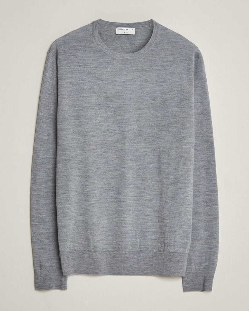 Jil Sander Seamless Crew Neck Sweater Grey Melange at CareOfCarl.com