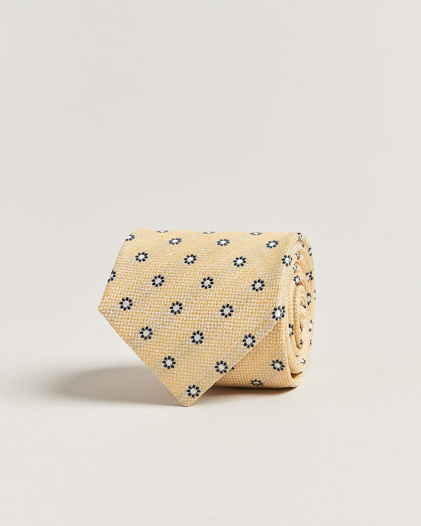 Amanda Christensen Silk/Linen 8cm Flower Tie Yellow – Yellow