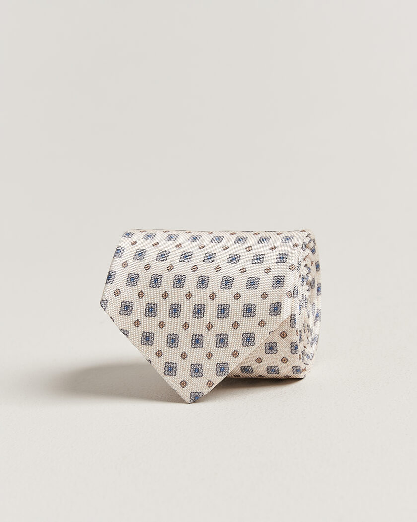 Amanda Christensen Silk Oxford 8cm Flower Tie Cream – White