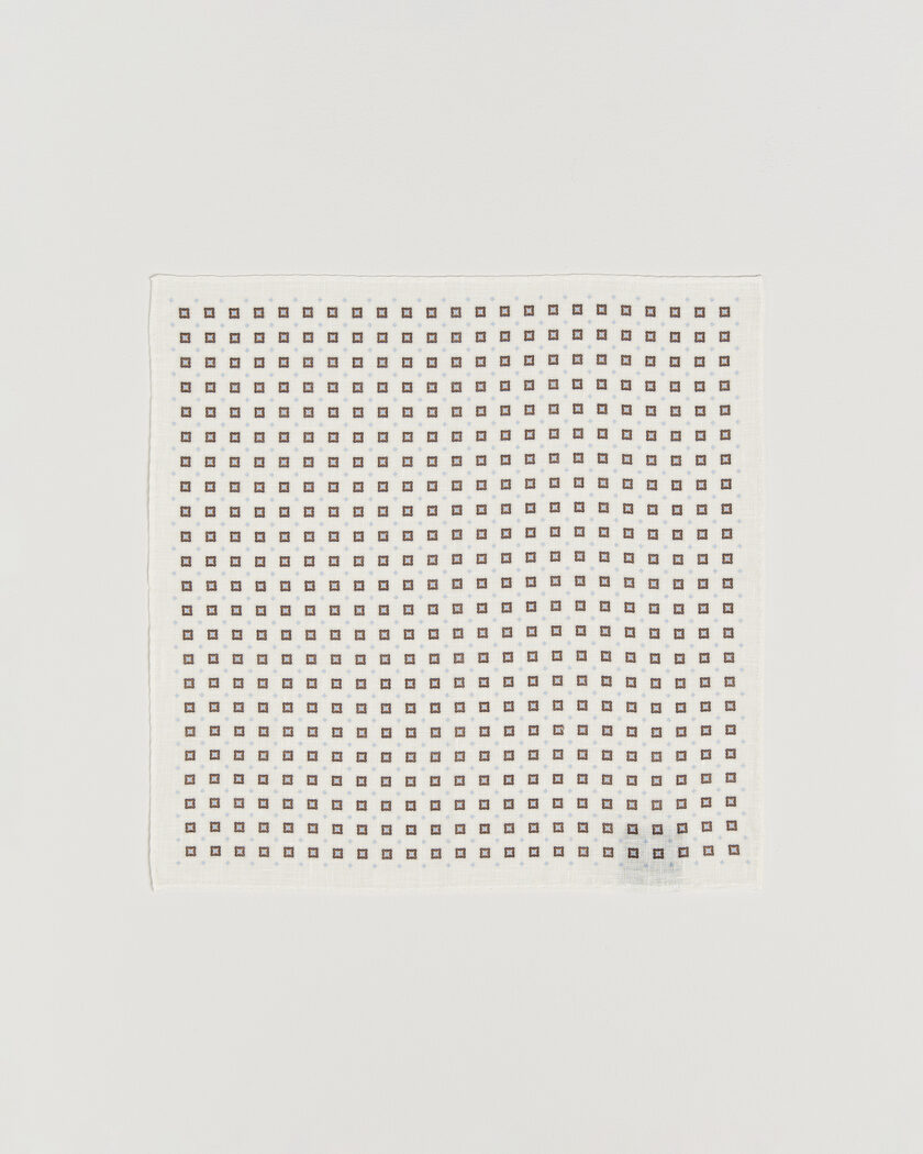 Amanda Christensen Linen Medallion Pocket Square Cream – White