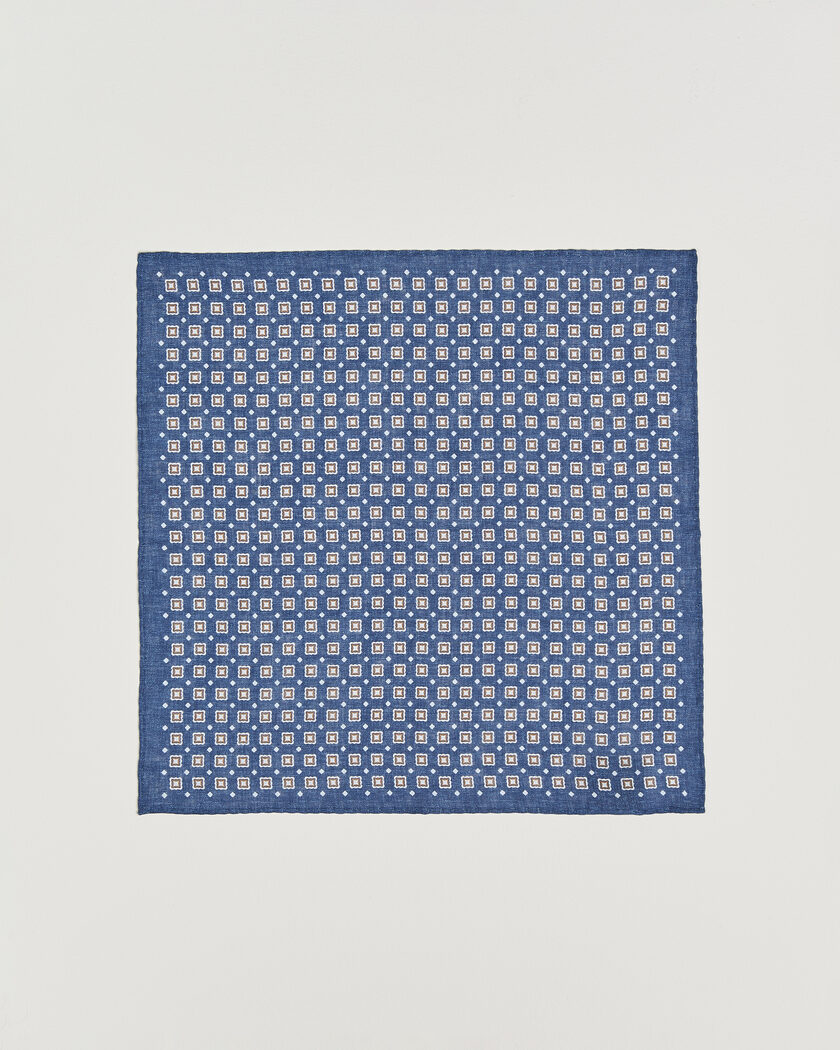 Amanda Christensen Linen Medallion Pocket Square Navy – Blue
