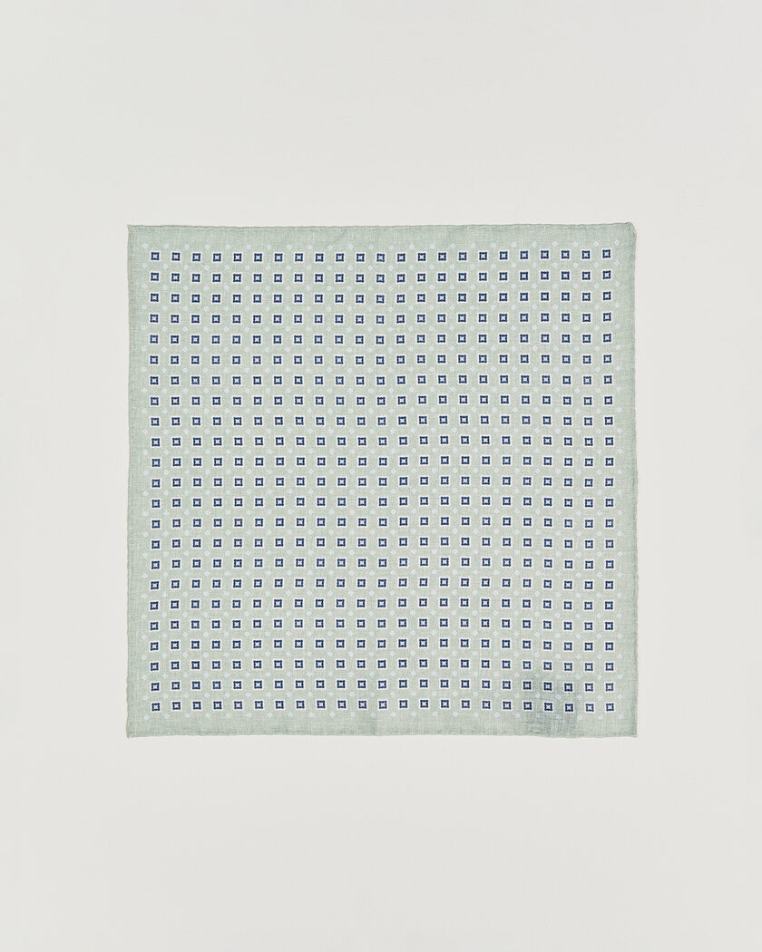 Amanda Christensen Linen Medallion Pocket Square Green – Green