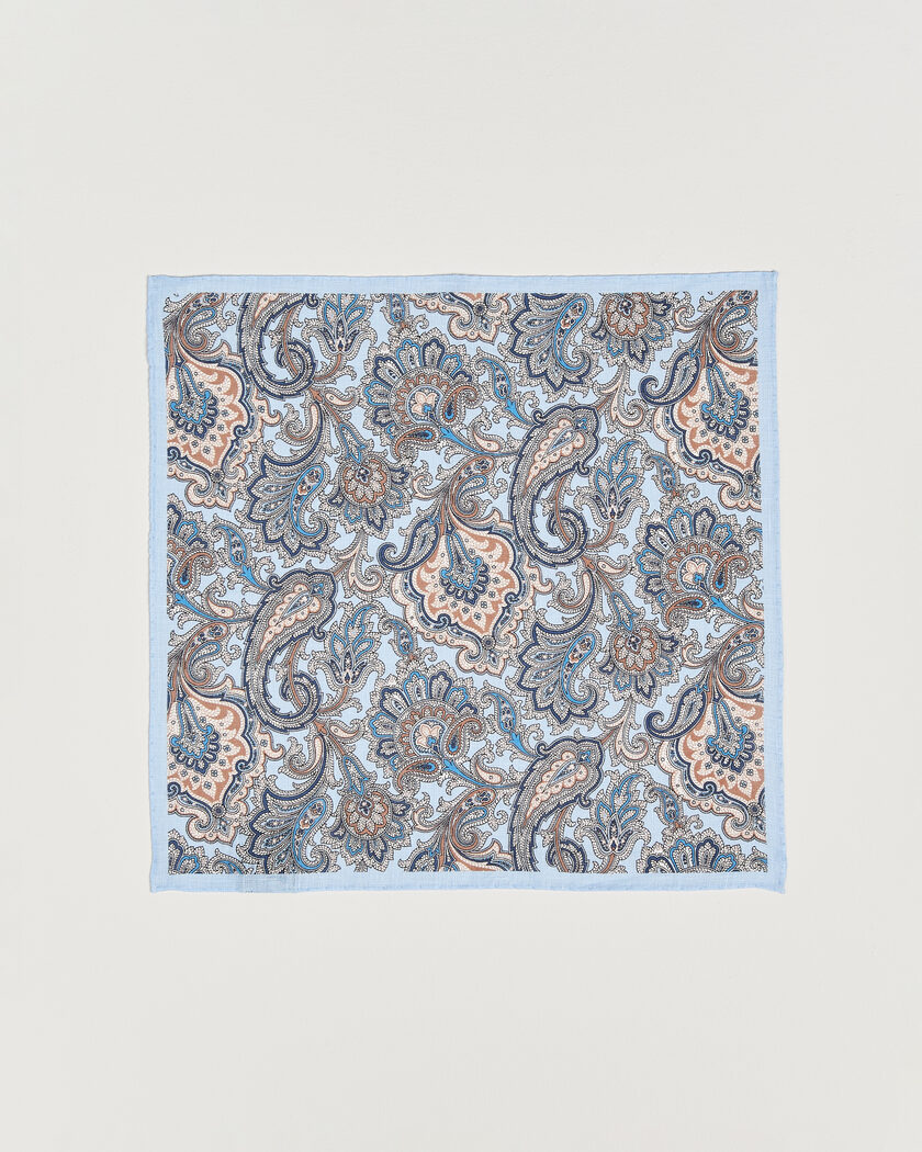 Amanda Christensen Linen Large Paisley Pocket Square Blue – Blue