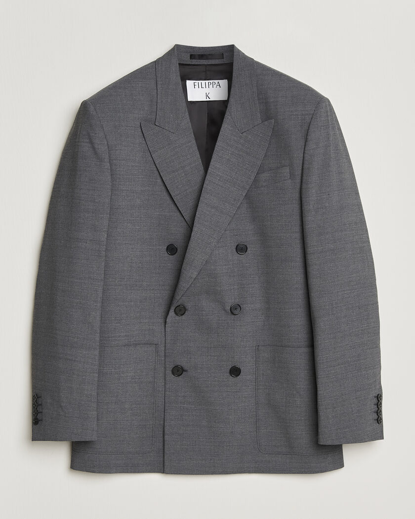 Filippa K Michael Wool Pinstriped Double Breasted  Blazer Mid Grey – Grey