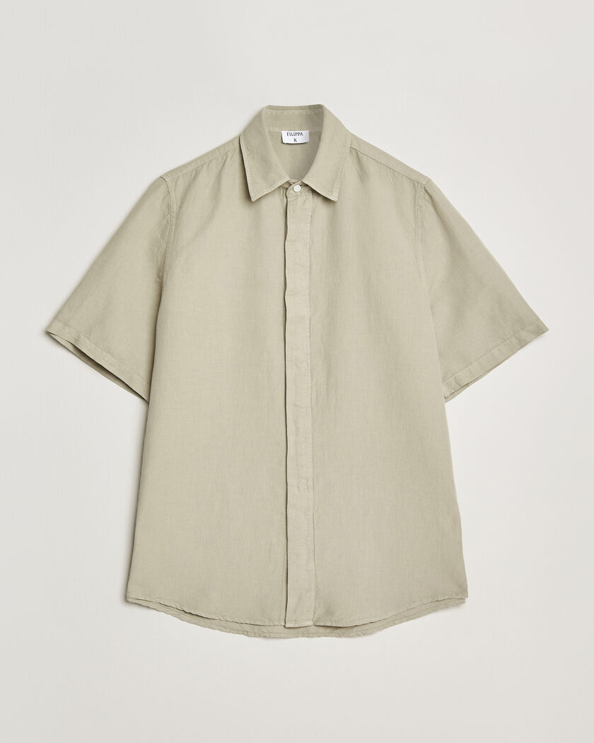 Filippa K Cotton/Linen Short Sleeve Shirt Light Green – Green