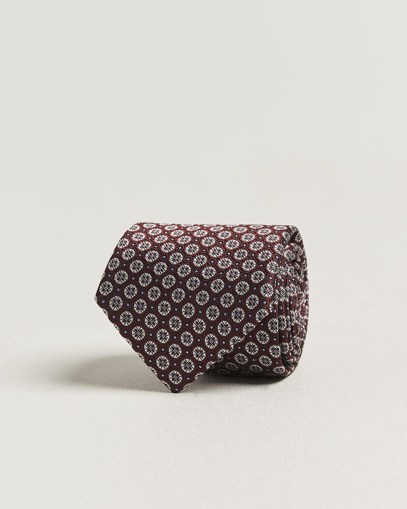Canali Jacquard Flower Silk Tie Burgundy – Red