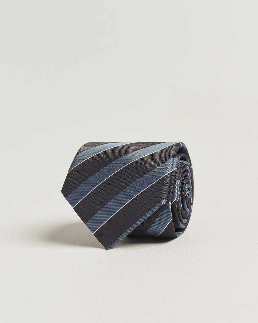 Canali Regimental Stripe Silk Tie Brown/Blue – Brown