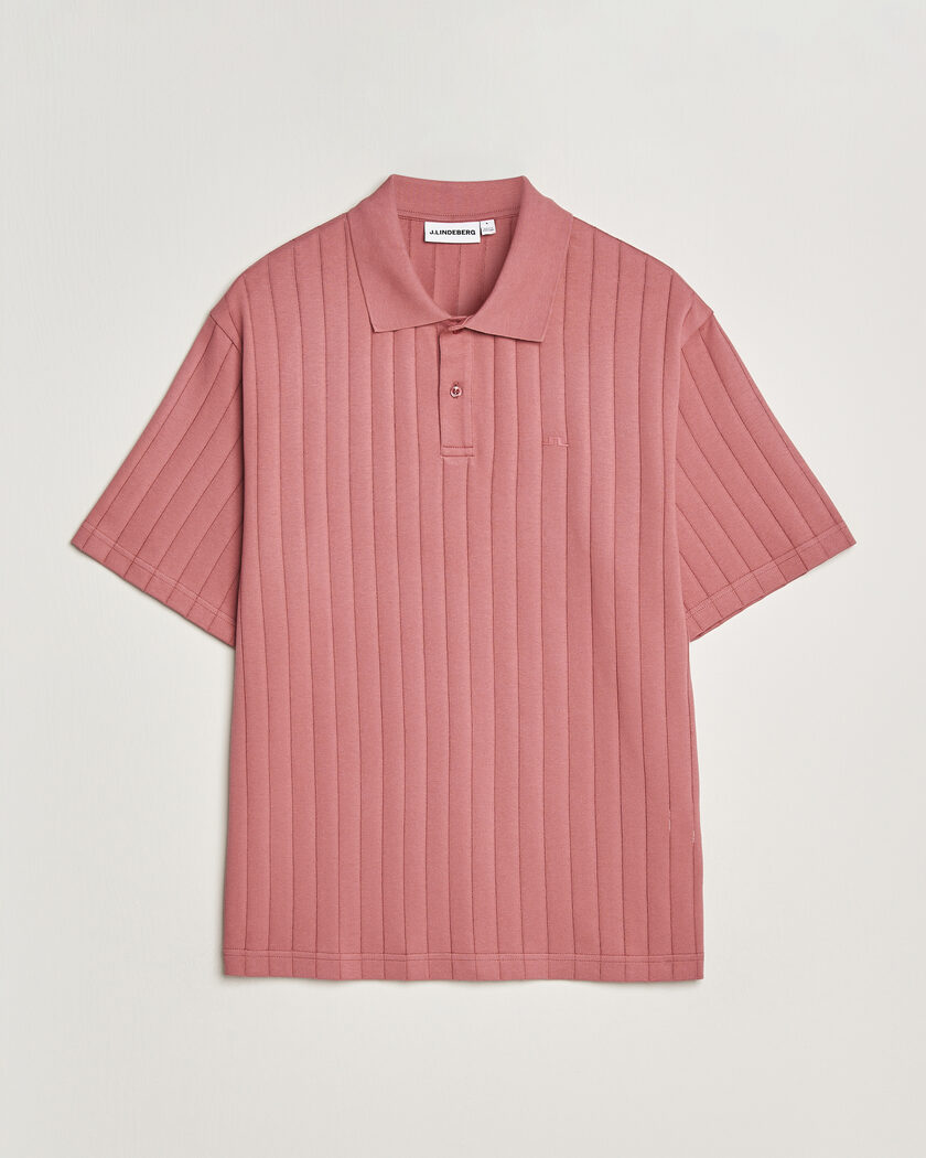 J.Lindeberg Simon Striped Polo Withered Rose – Red
