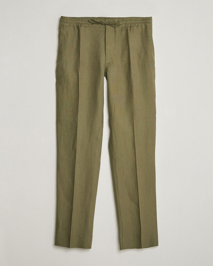 Incotex Regular Fit Cotton/Linen Drill Trousers Military at