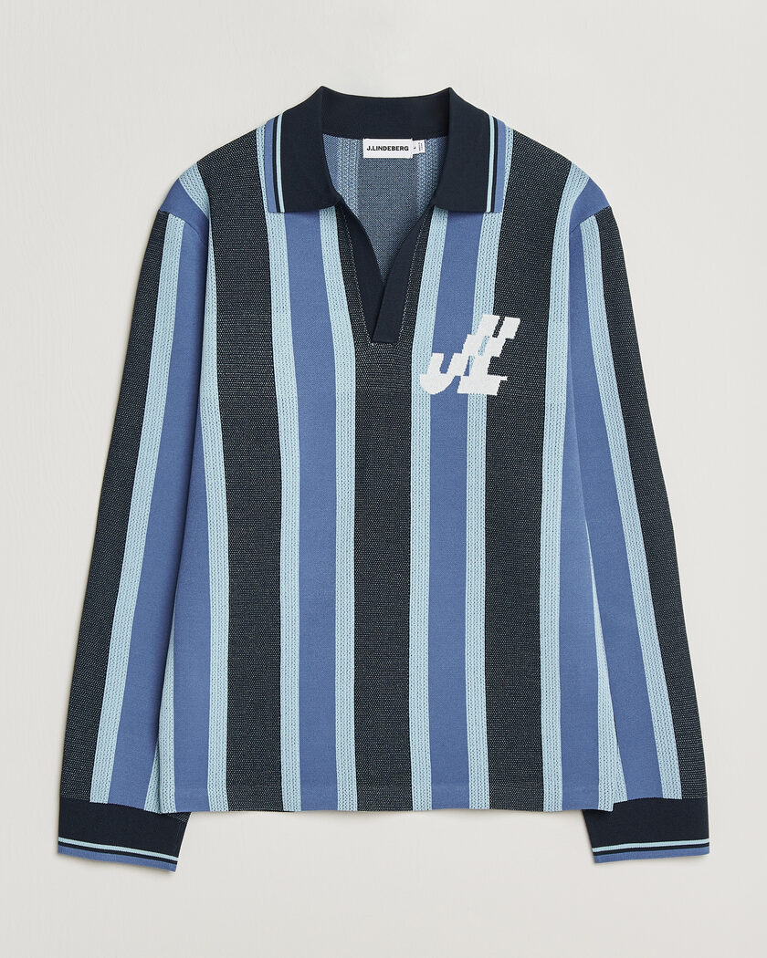 J.Lindeberg Silas Stripe Polo Knit JL Navy – Blue
