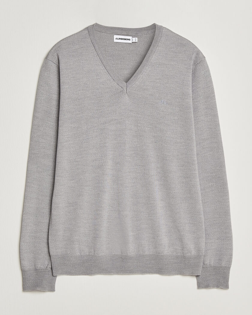 J.Lindeberg Lymann Merino V-Neck Pullover Light Grey Melange – Grey
