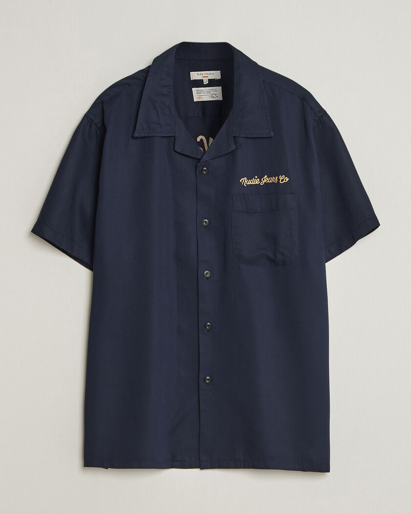 Nudie Jeans Arthur Bowling Shirt Navy – Blue