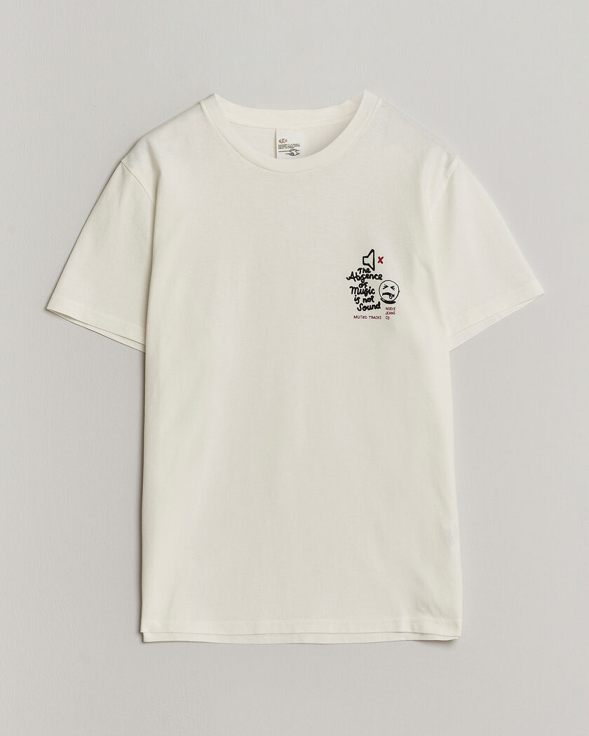 Nudie Jeans Roy Printed T-Shirt Chalk White – White