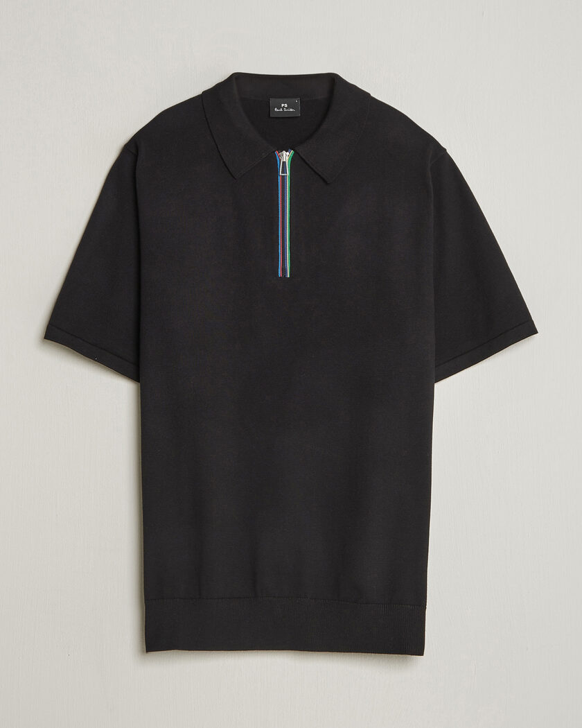 PS Paul Smith Cotton Knitted Half Zip Polo Black – Black