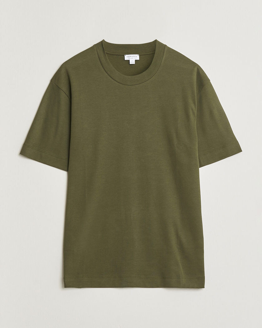 Sunspel Heavy Weight Supima Cotton T-Shirt Deep Olive – Green
