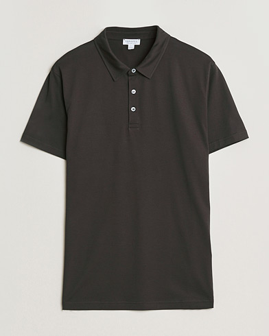 Sunspel Cotton Jersey Polo Dark Chocolate – Brown