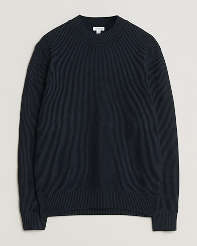 Sunspel Cotton Stitch Mock Neck Navy – Blue