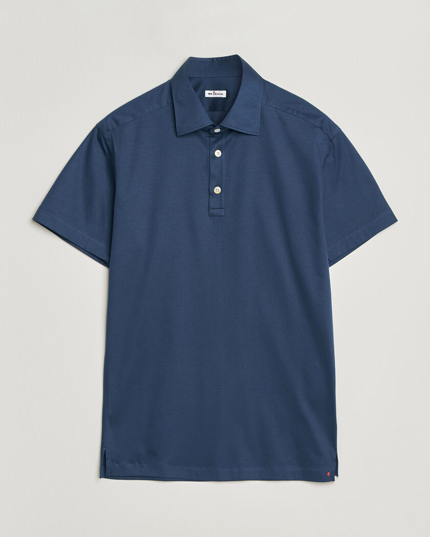 Kiton Short Sleeve Jersey Polo Dark Blue – Blue