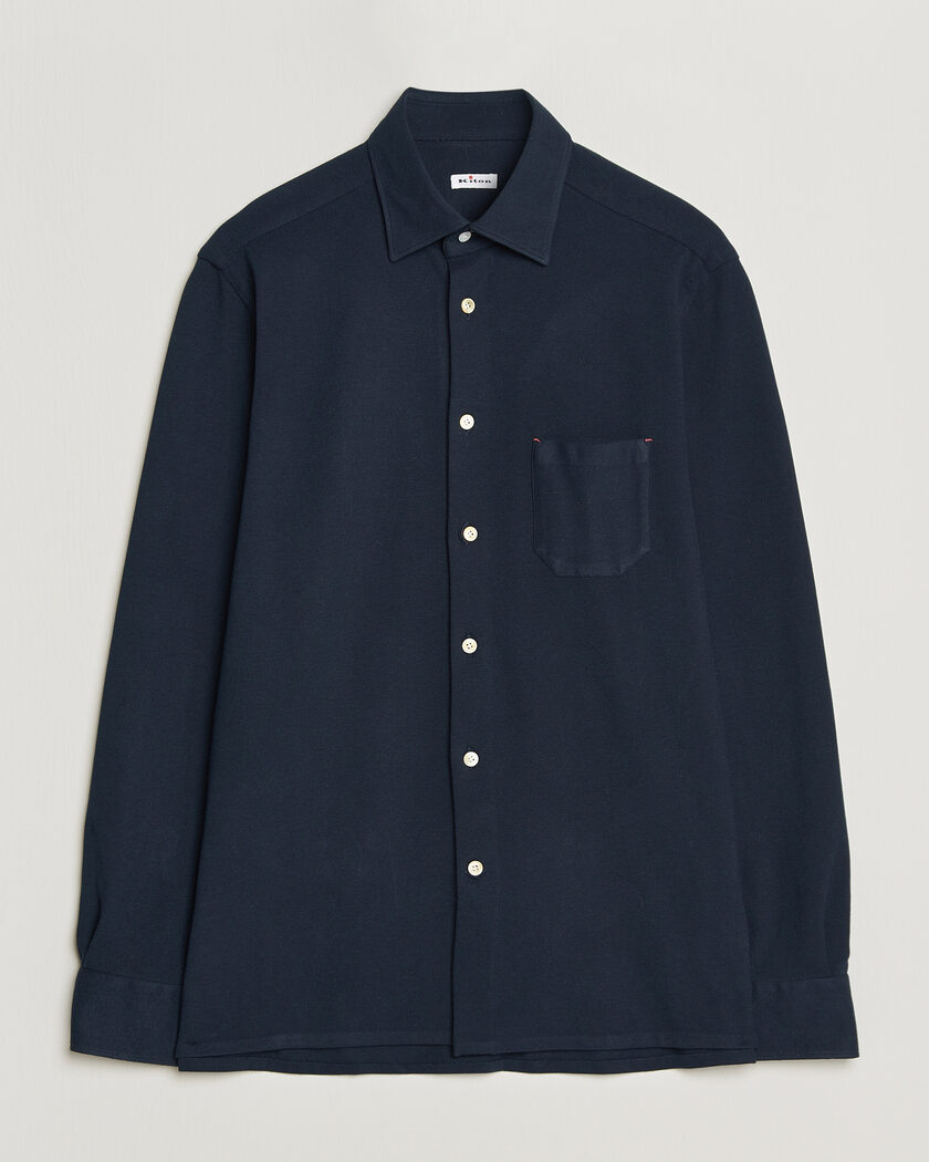 Kiton Jersey Piquet Shirt Navy – Blue