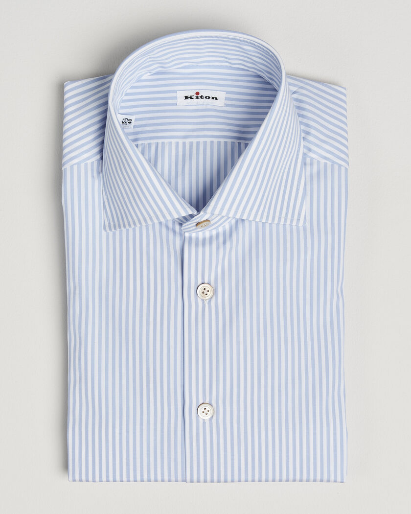 Kiton Slim Fit Dress Shirt Light Blue Stripe – Blue