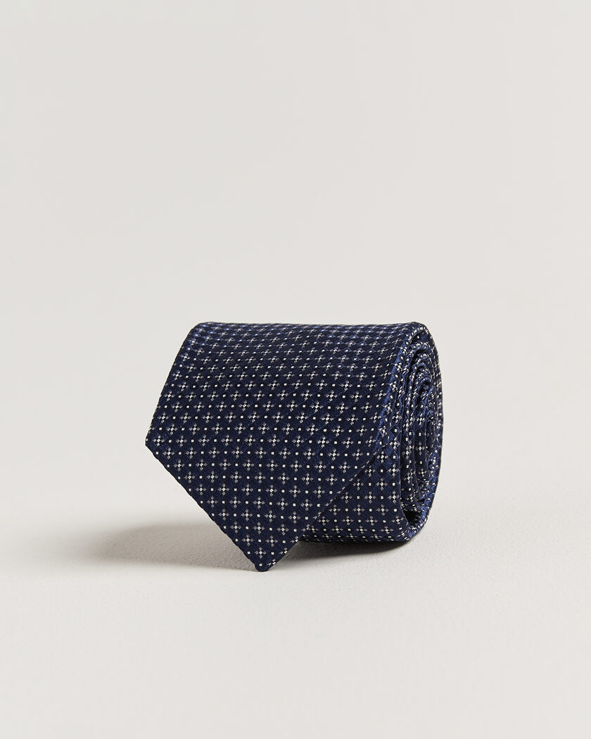 Kiton Flower Jacquard Silk Tie Navy – Blue
