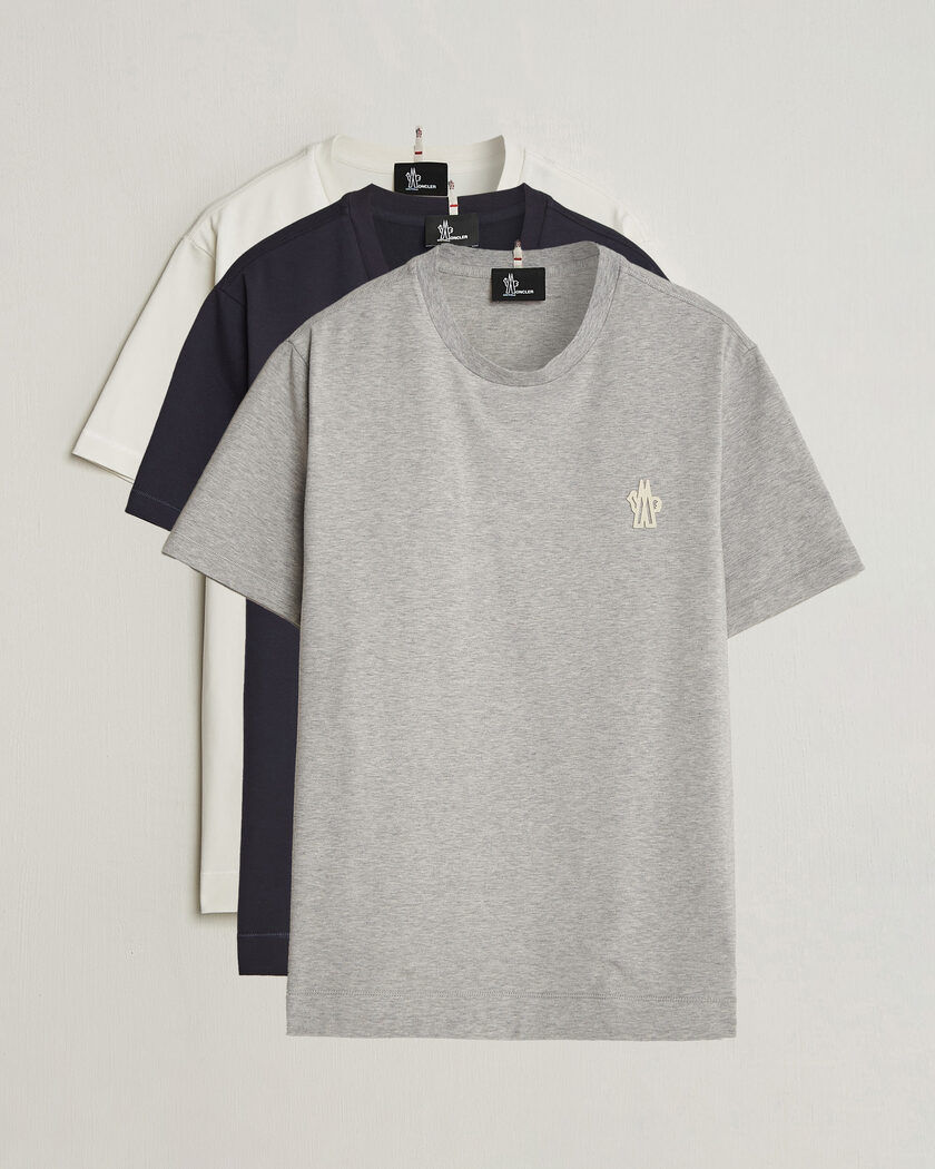 Moncler Grenoble 3-Pack Logo T-Shirts White/Grey/Black – Multi-colour