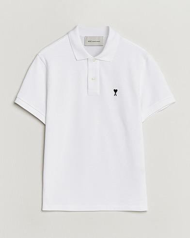 AMI Contrast Heart Logo Polo White – White