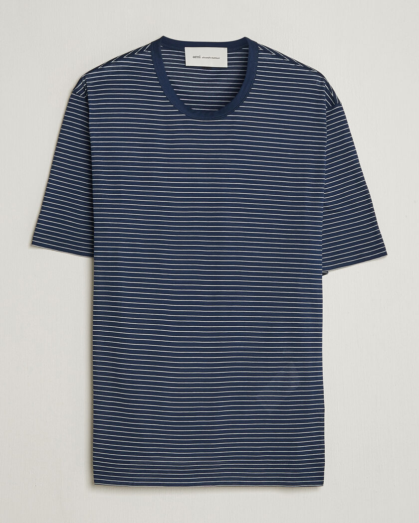 AMI Striped T-Shirt Navy/White – Blue