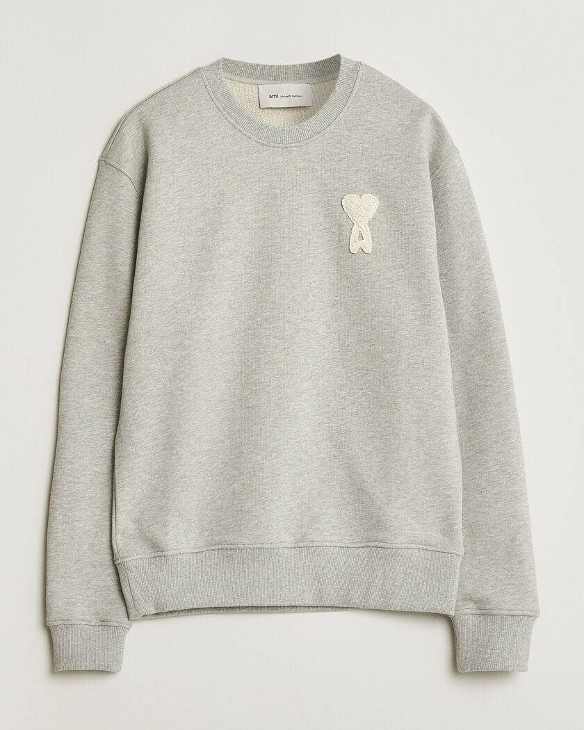 AMI Knitted Heart Logo Sweatshirt Grey Melange – Grey