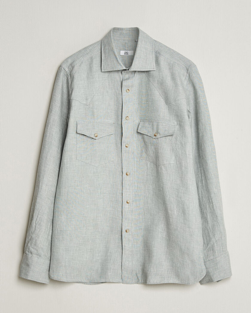100Hands Two Pocket Western Linen Shirt Mint Green – Green