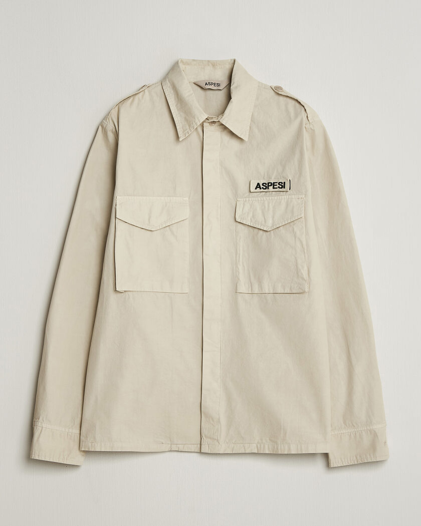 Jil Sander Felted Wool Shirt Jacket Beige at CareOfCarl.com
