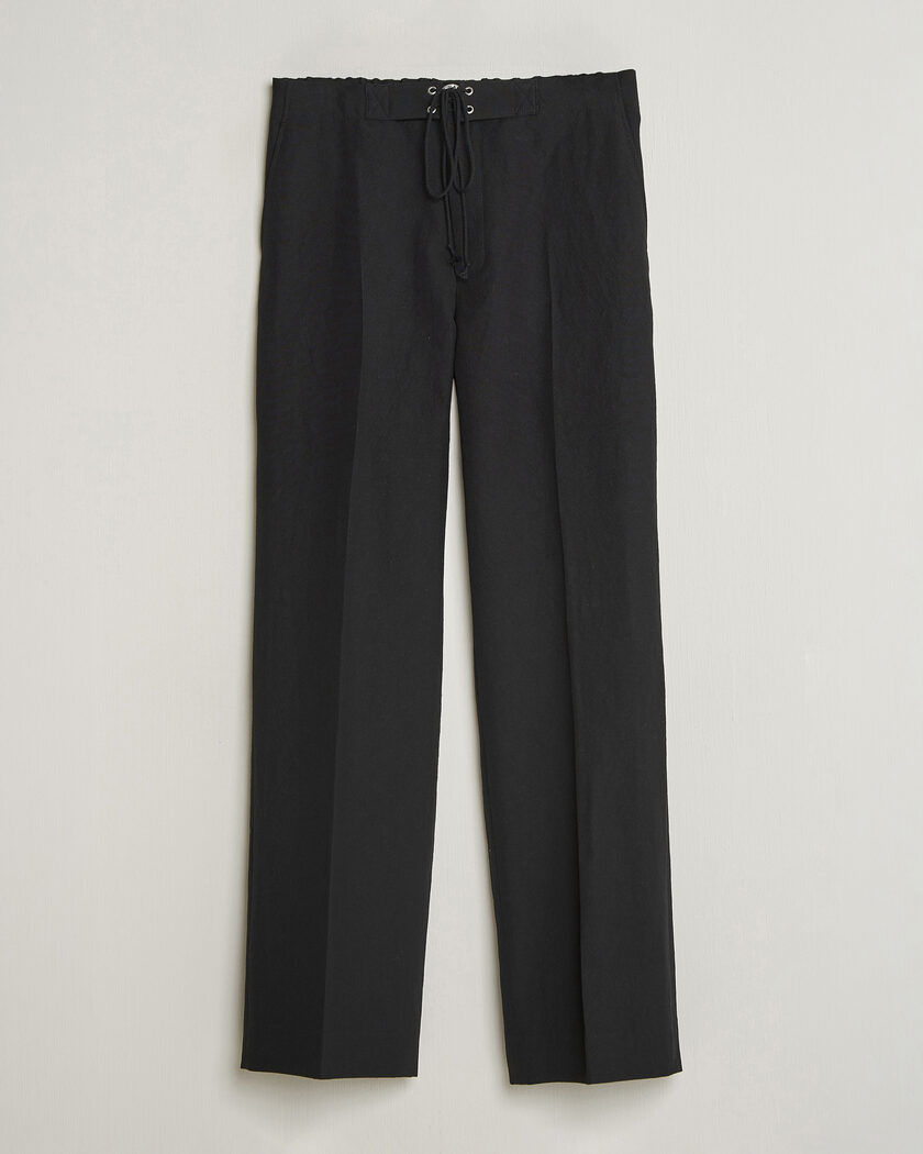 Auralee Wool/Linen Ox Drawstring Pants Black – Black
