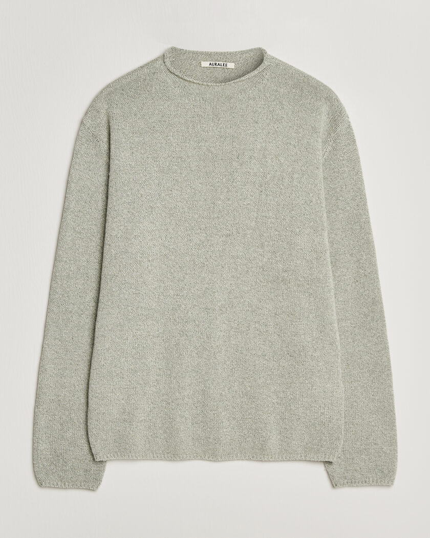 Auralee Cashmere/Silk Crew Neck Mint Melange – Green