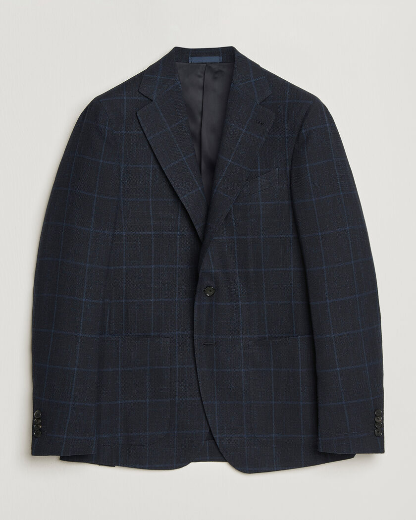 BOGLIOLI K.JACKET 44 オンブレチェック ベージュ ネイビー Boglioli K Jacket Houndstooth Wool Blazer Brown at CareOfCarl.com
