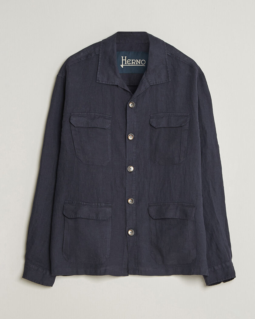 Herno Linen Safari Jacket Navy – Blue