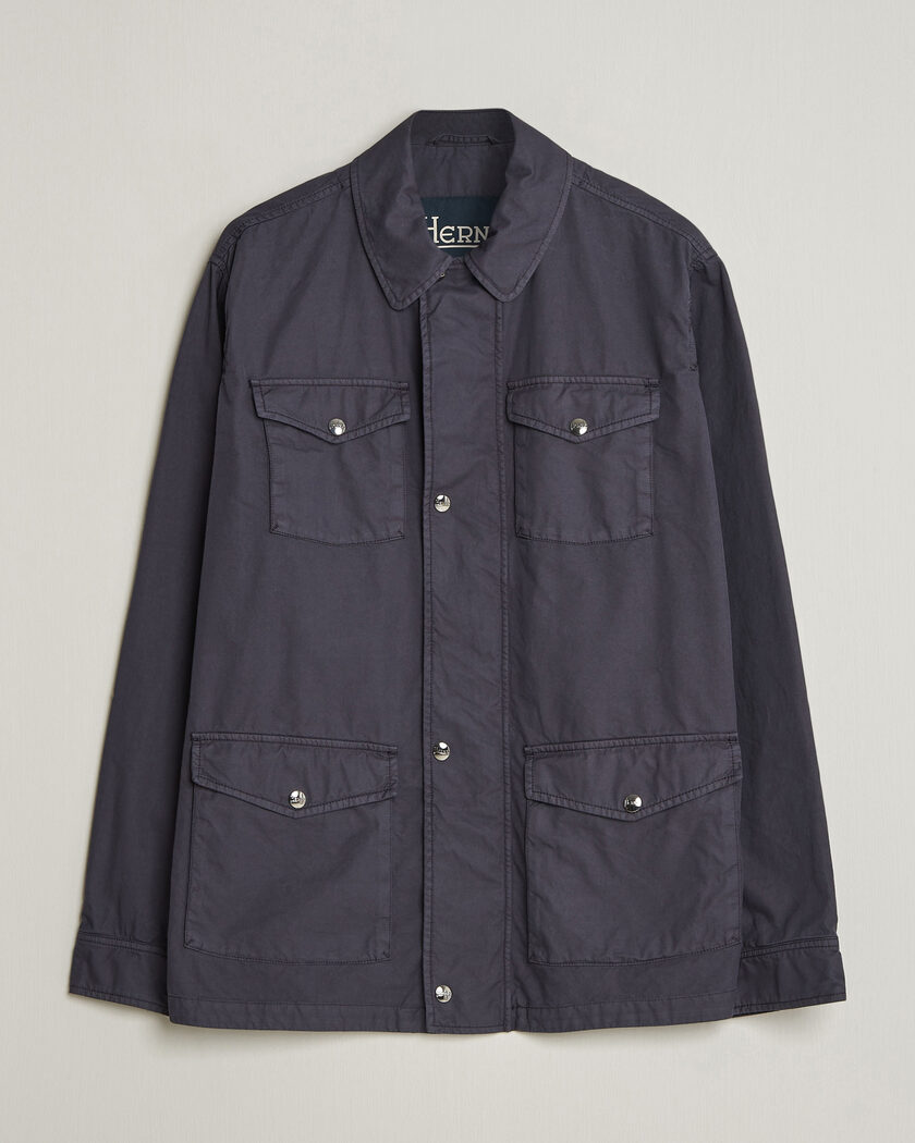 Herno Washed Cotton Field Jacket Navy – Blue