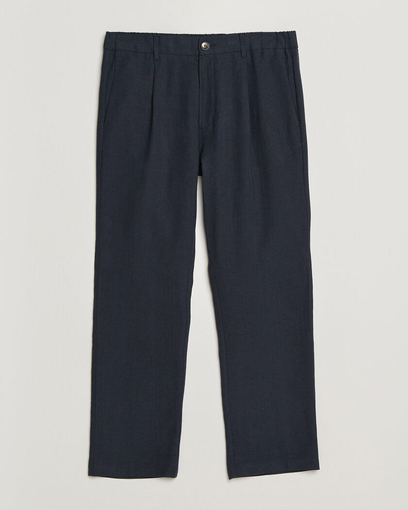 Polo Ralph Lauren Linen Pleated Trousers Navy at CareOfCarl.com