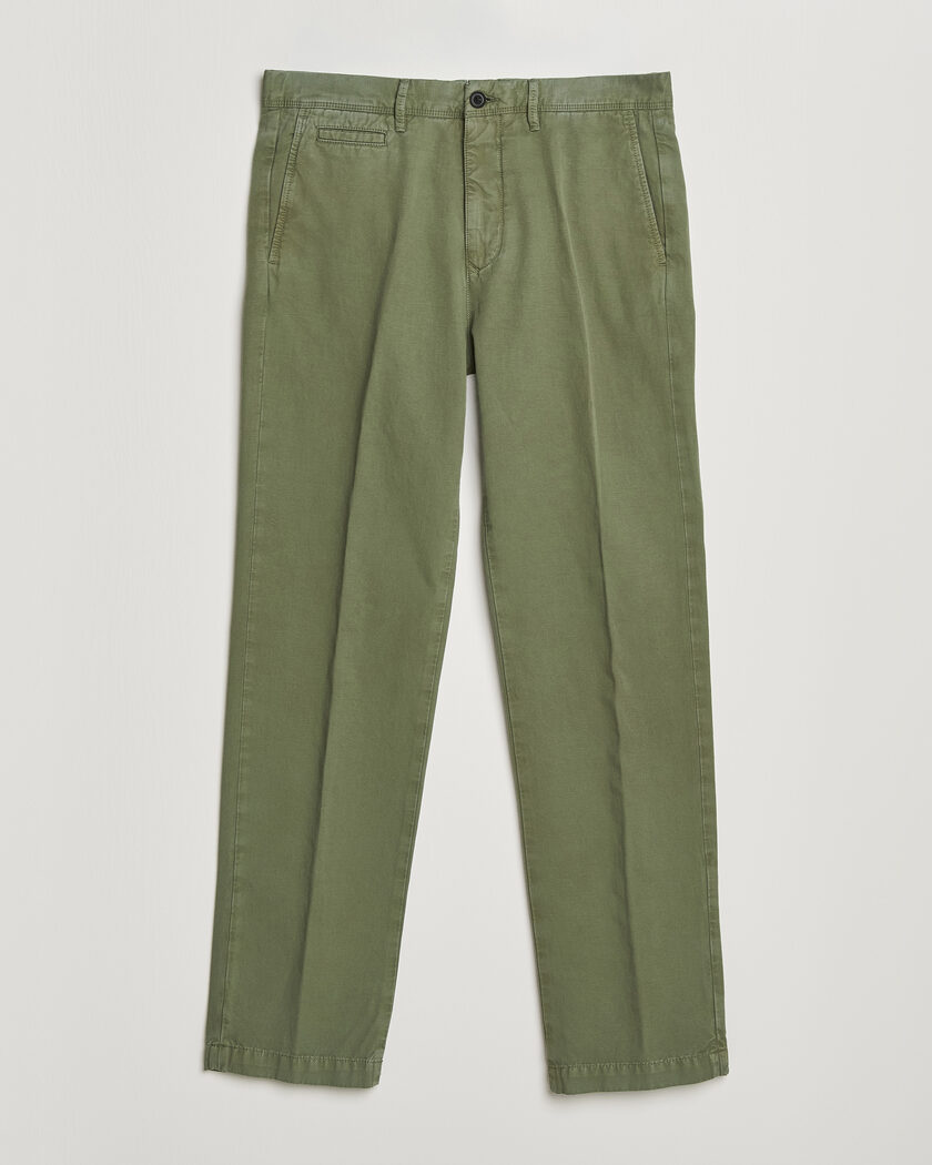 Incotex Regular Fit Cotton/Linen Slacks Military – Green