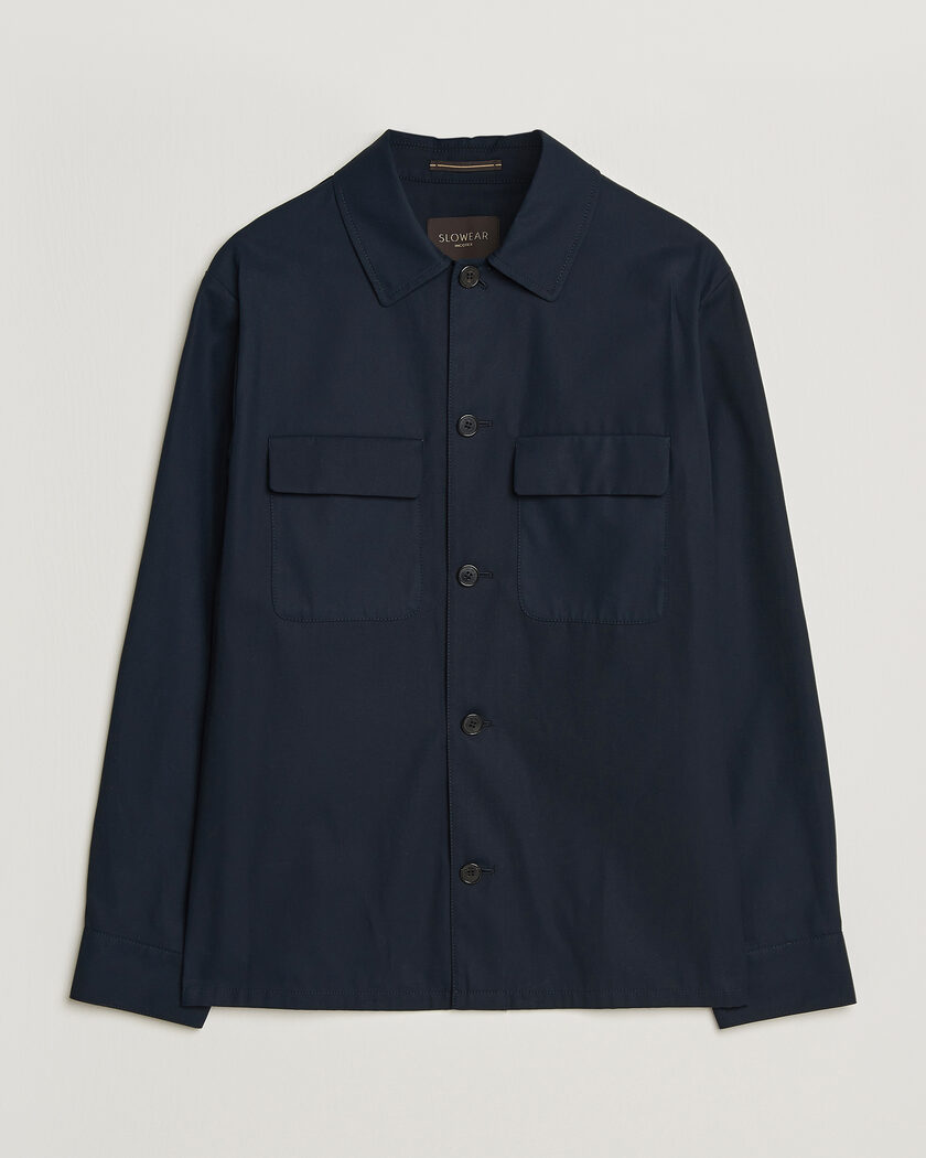 Incotex Ice Cotton Twill Overshirt Navy – Blue