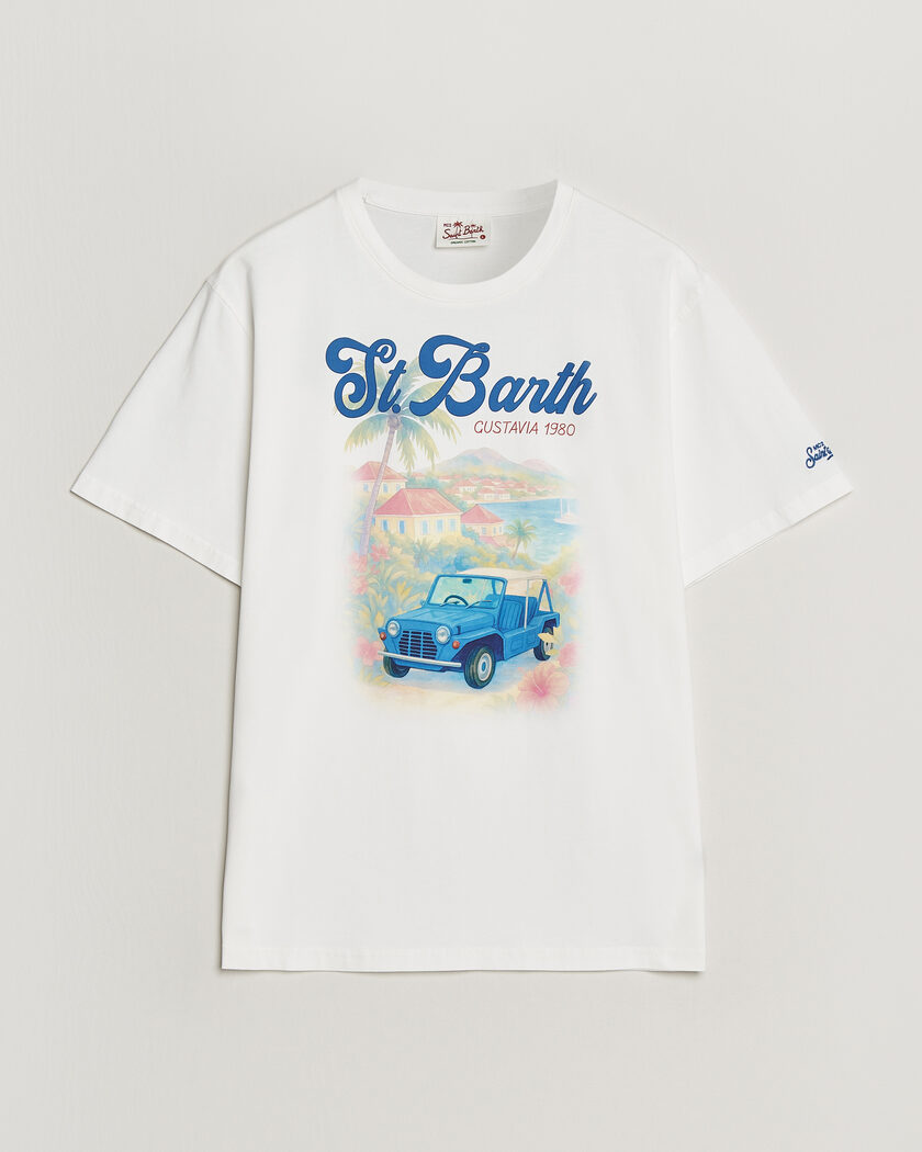 MC2 Saint Barth Printed Cotton T-Shirt Ibiscus Car – White