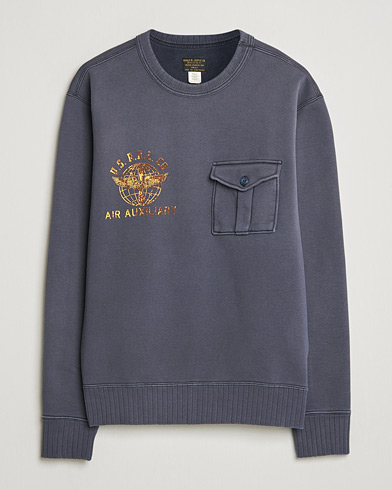 RRL Training Crew Sweatshirt Faded Blue – Blue