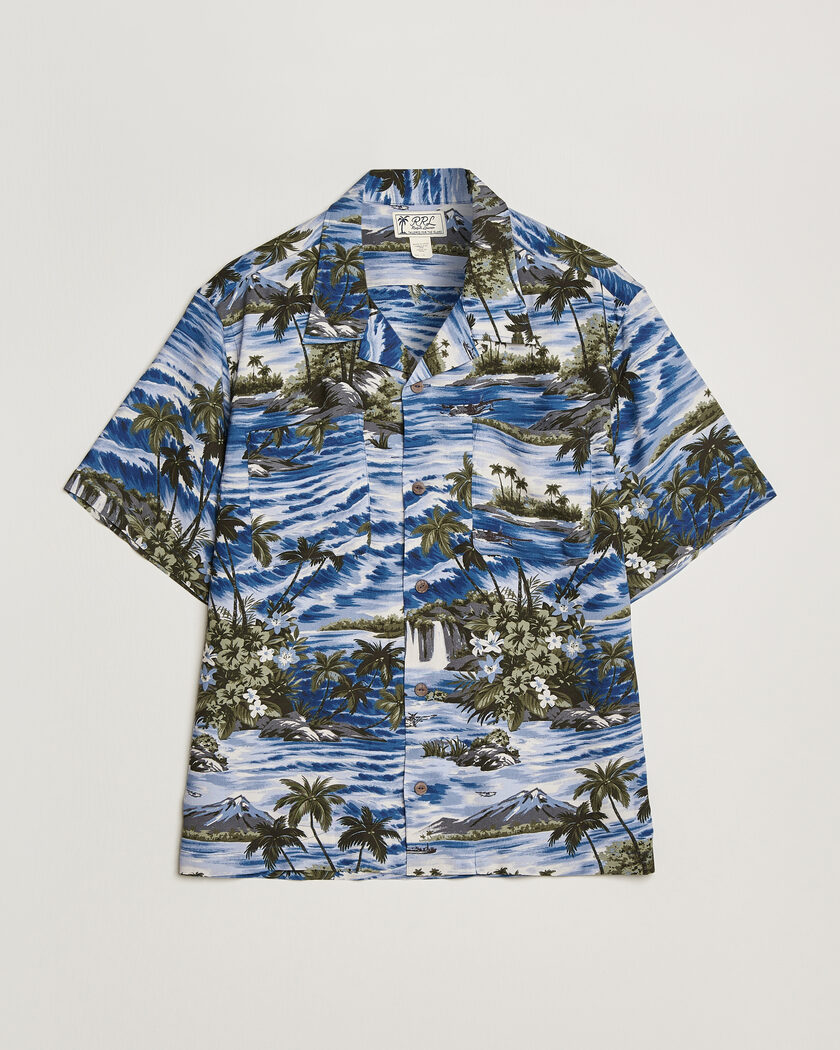 RRL Printed Camp Shirt Blue – Blue