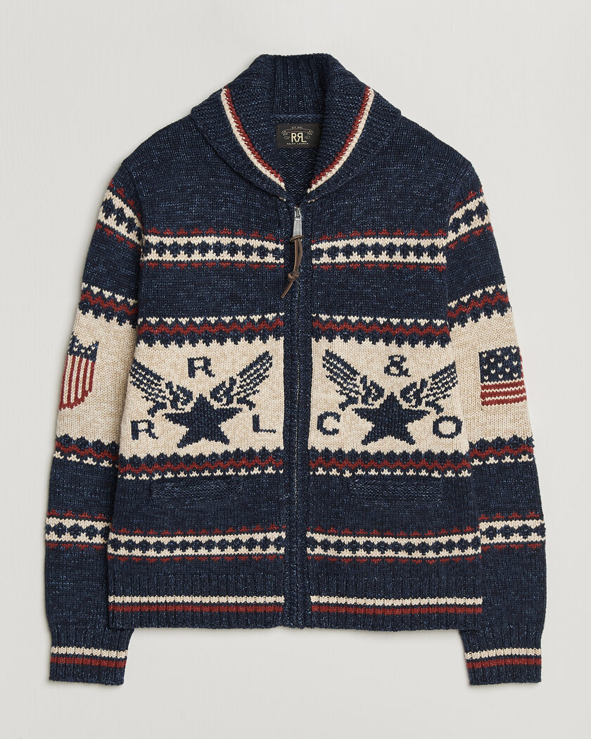 RRL Jacquard Shawl Cardigan Indigo - Size: M