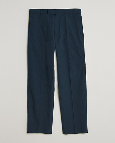 Palmes Pleated Cotton Trousers Navy – Blue