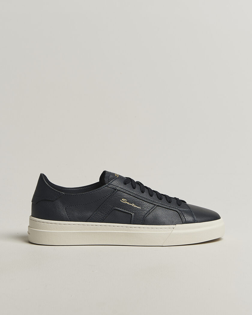 Santoni Double Buckle Sneakers Navy Calf – Blue