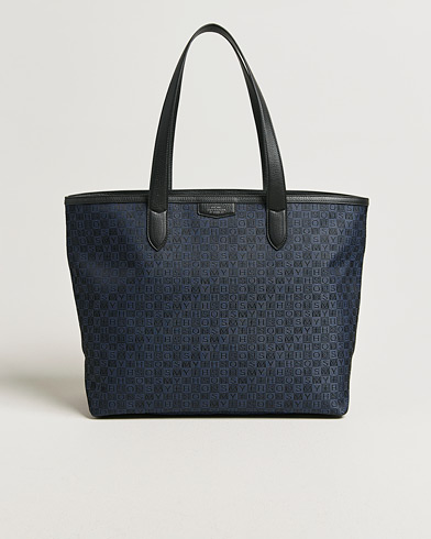Smythson Canvas Stamp Tote Navy – Blue