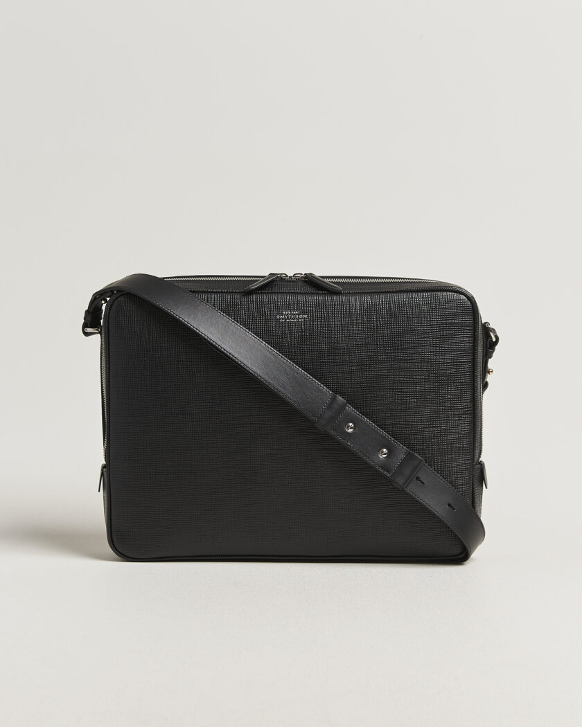 Smythson Panama Slim Messenger Bag Black – Black