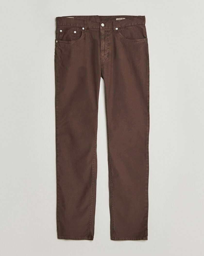 Gant Slim Fit Cotton/Linen 5-Pocket Pants Rich Brown – Brown